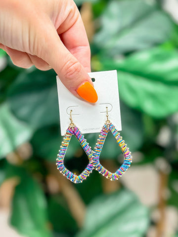 Rainbow Tinsel Dangle Earrings