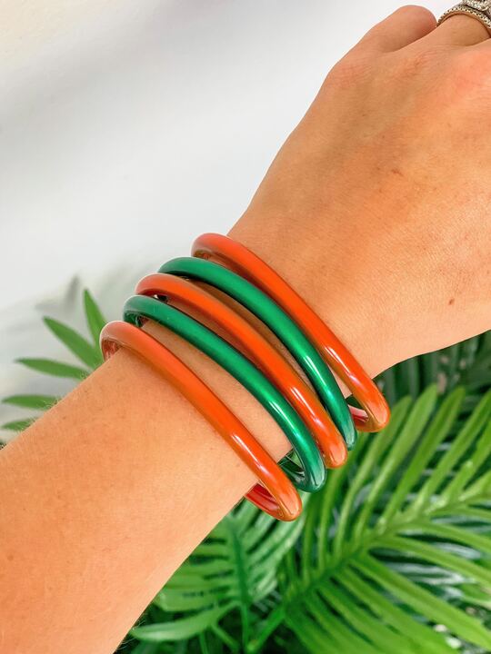 Jelly Bangle Sets - Red & Green