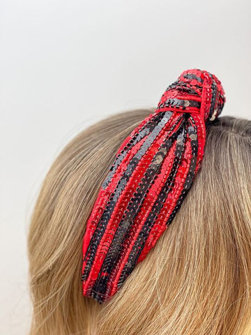 Game Day Sequin Headbands - Red & Black