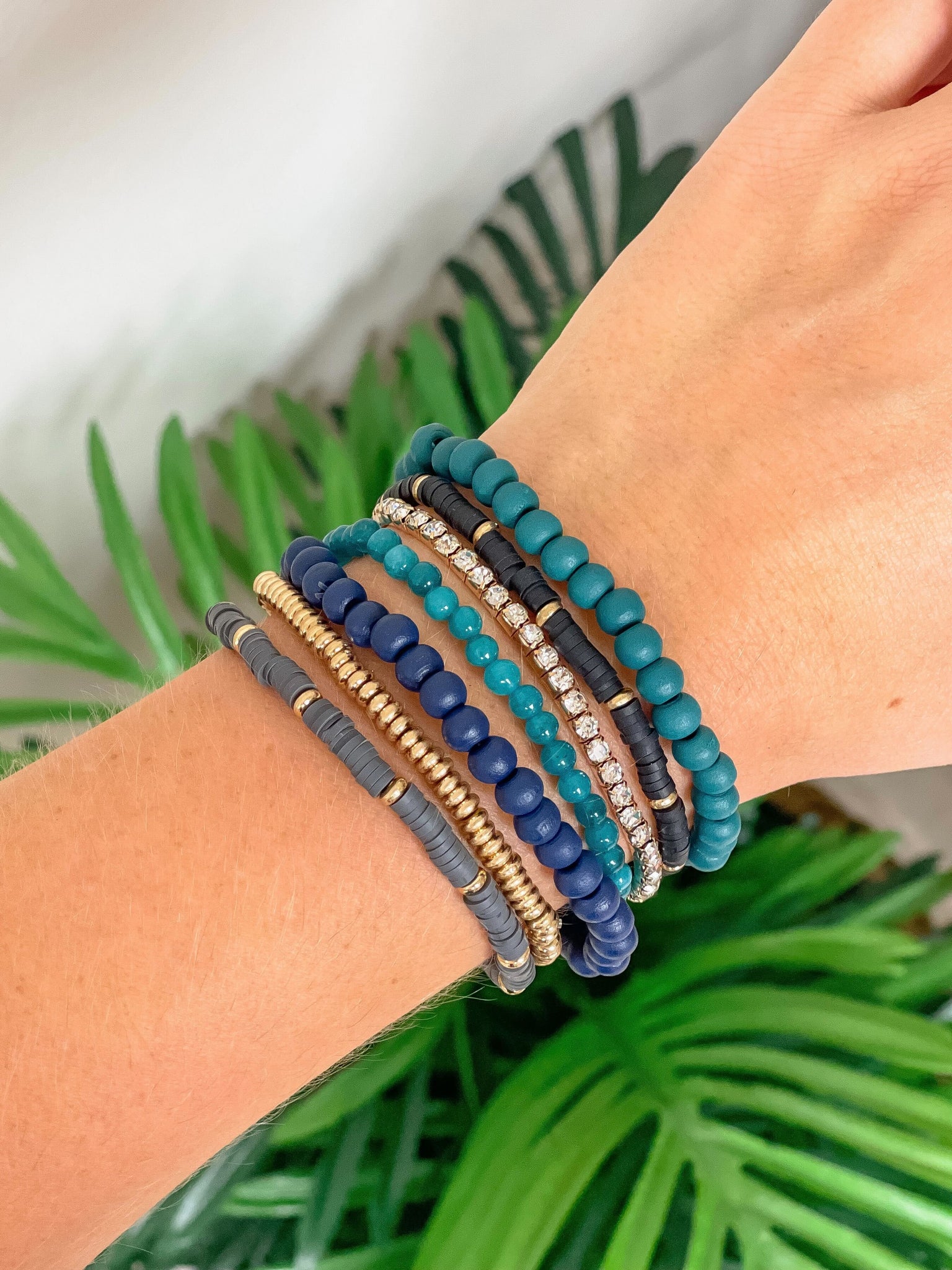 Seaside Beaded Stretch Bracelet Stack