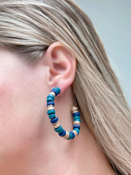 Seaside Beaded Hoop Earrings