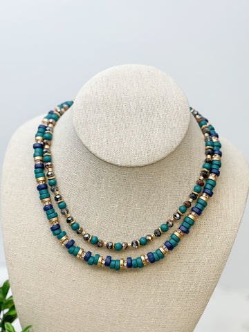 Seaside Dual Strand Beaded Necklace