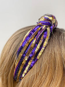 Game Day Sequin Headbands - Purple & Gold