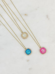 Gold Dipped Shimmering Stones Pendant Necklaces