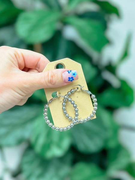 Shiny Ball Hoop Earrings