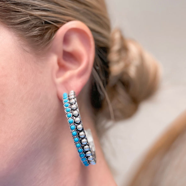 Western Studded Hoop Earrings