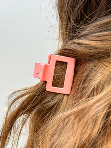 Small Shiny Light Pink Square Claw Clip