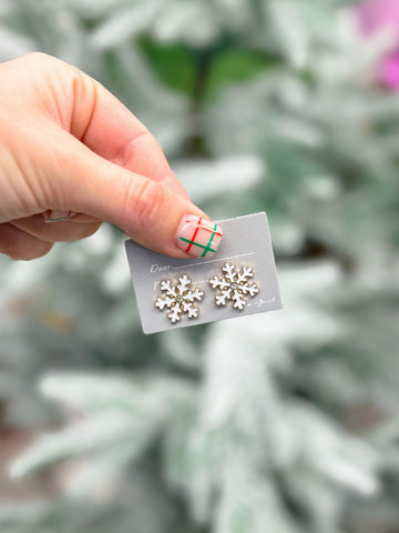 Enamel Snowflake Stud Earrings