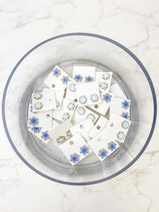 Printed Wood Snowflake Stud Earrings - Pack of 10