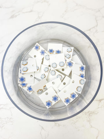 Printed Wood Snowflake Stud Earrings - Pack of 10