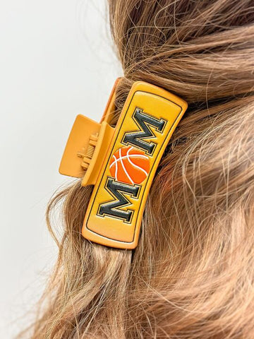 Sports 'MOM' Leather Claw Clip - Basketball