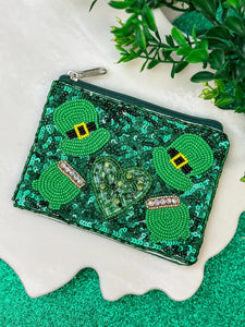 St. Patrick's Beaded Zip Pouch