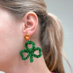 St. Patrick's Day Clover Tinsel Earrings
