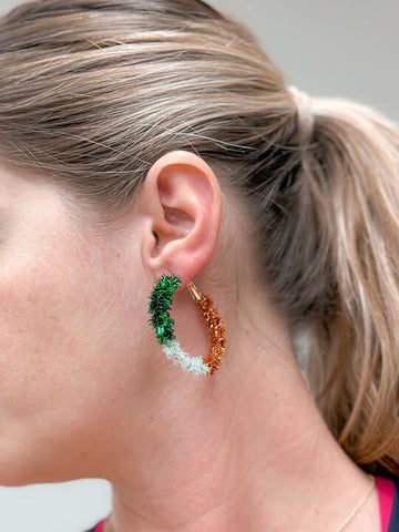 St. Patrick's Day Tinsel Hoop Earrings