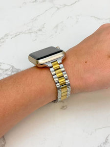 Two Tone Stainless Steel Linked Watch Band
