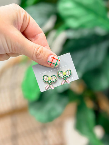 Tennis Racket Enamel Stud Earrings