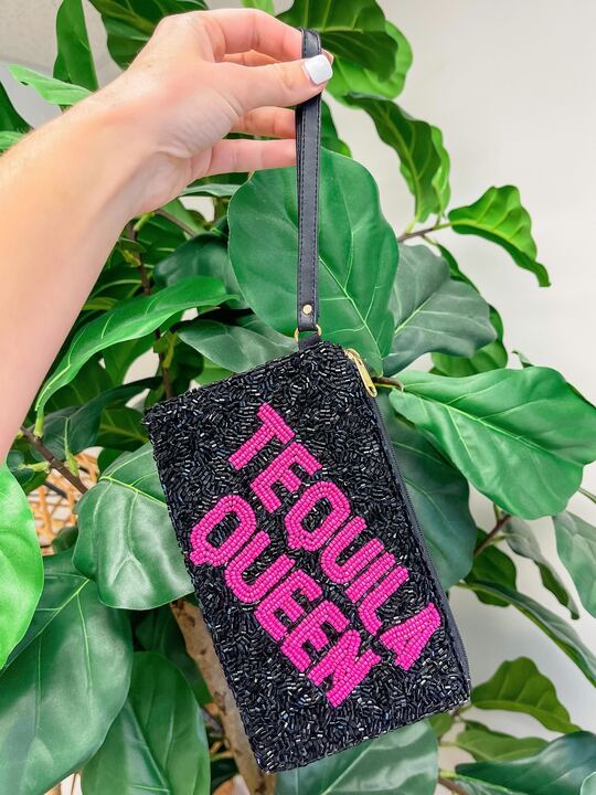 'Tequila Queen' Beaded Zip Wristlet