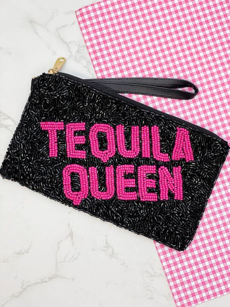'Tequila Queen' Beaded Zip Wristlet
