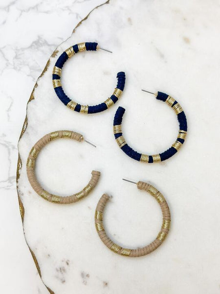 Metallic Suede Hoop Earrings