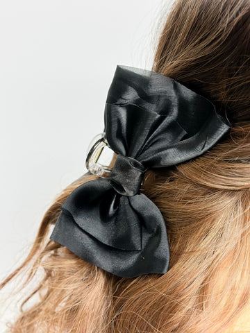 Satin Bow Claw Clip - Black