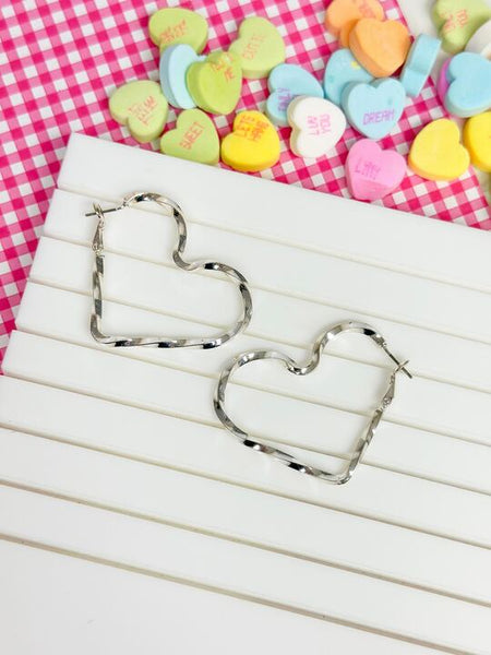 Twisted Heart Hoop Earrings