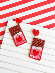 Valentine's Candy Bar Beaded Dangle Earrings