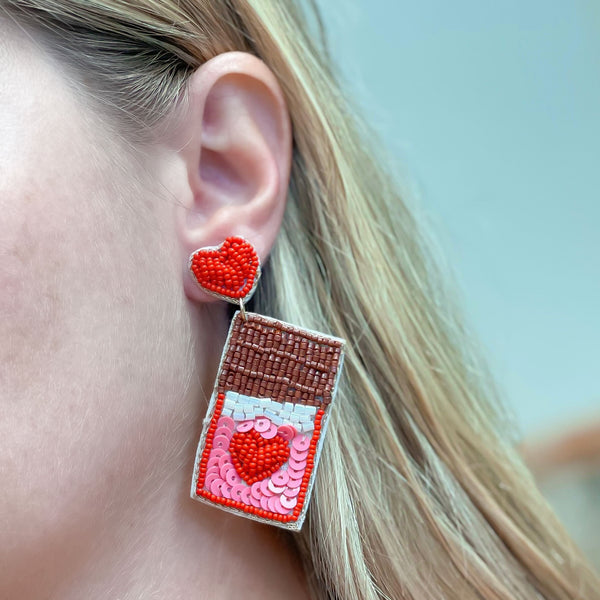 Valentine's Candy Bar Beaded Dangle Earrings