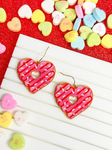 Valentine's Day Heart Donut Dangle Earrings