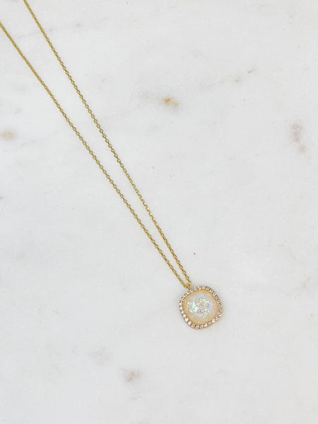 Gold Dipped Shimmering Stones Pendant Necklaces