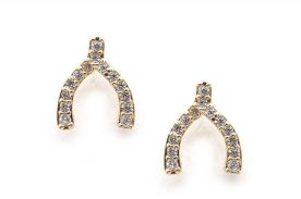 Cubic Zirconia Wishbone Stud Earrings