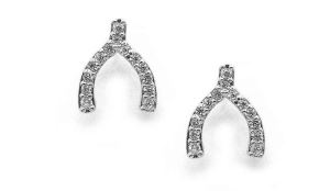 Cubic Zirconia Wishbone Stud Earrings