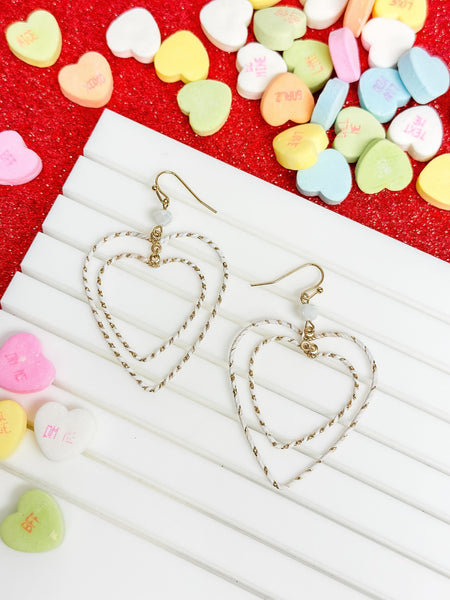 Wrapped Double Heart Dangle Earrings