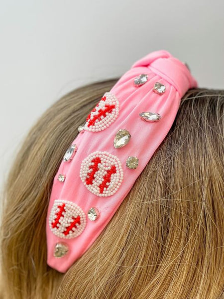 Beaded Baseball Embellished Headband