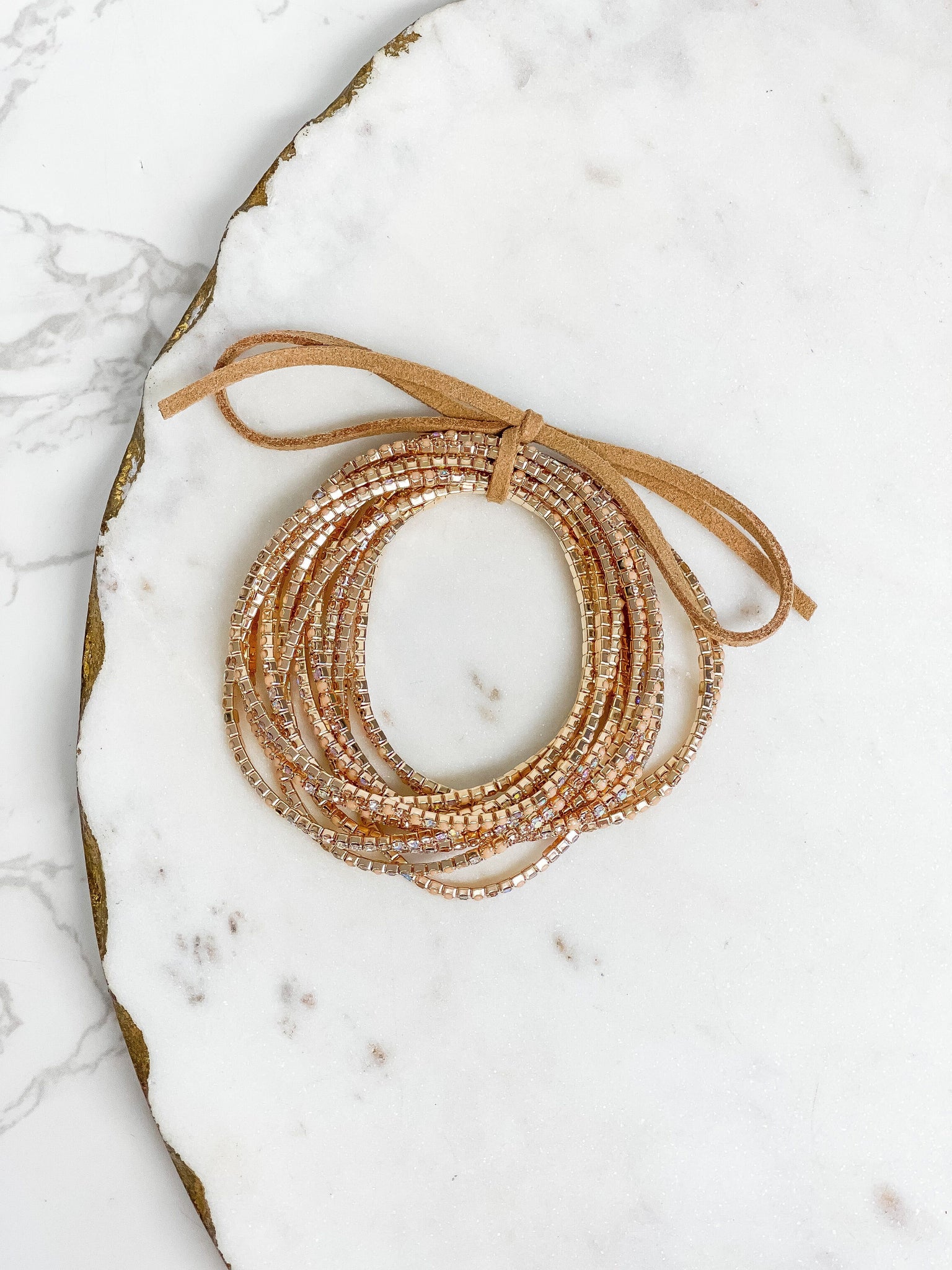 Glitzy Stretch Bracelet Stack - Neutral