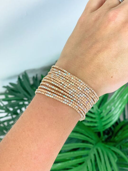 Glitzy Stretch Bracelet Stack - Neutral