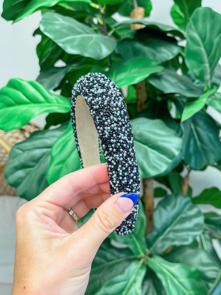 Sparkling Rhinestone Padded Headband - Black