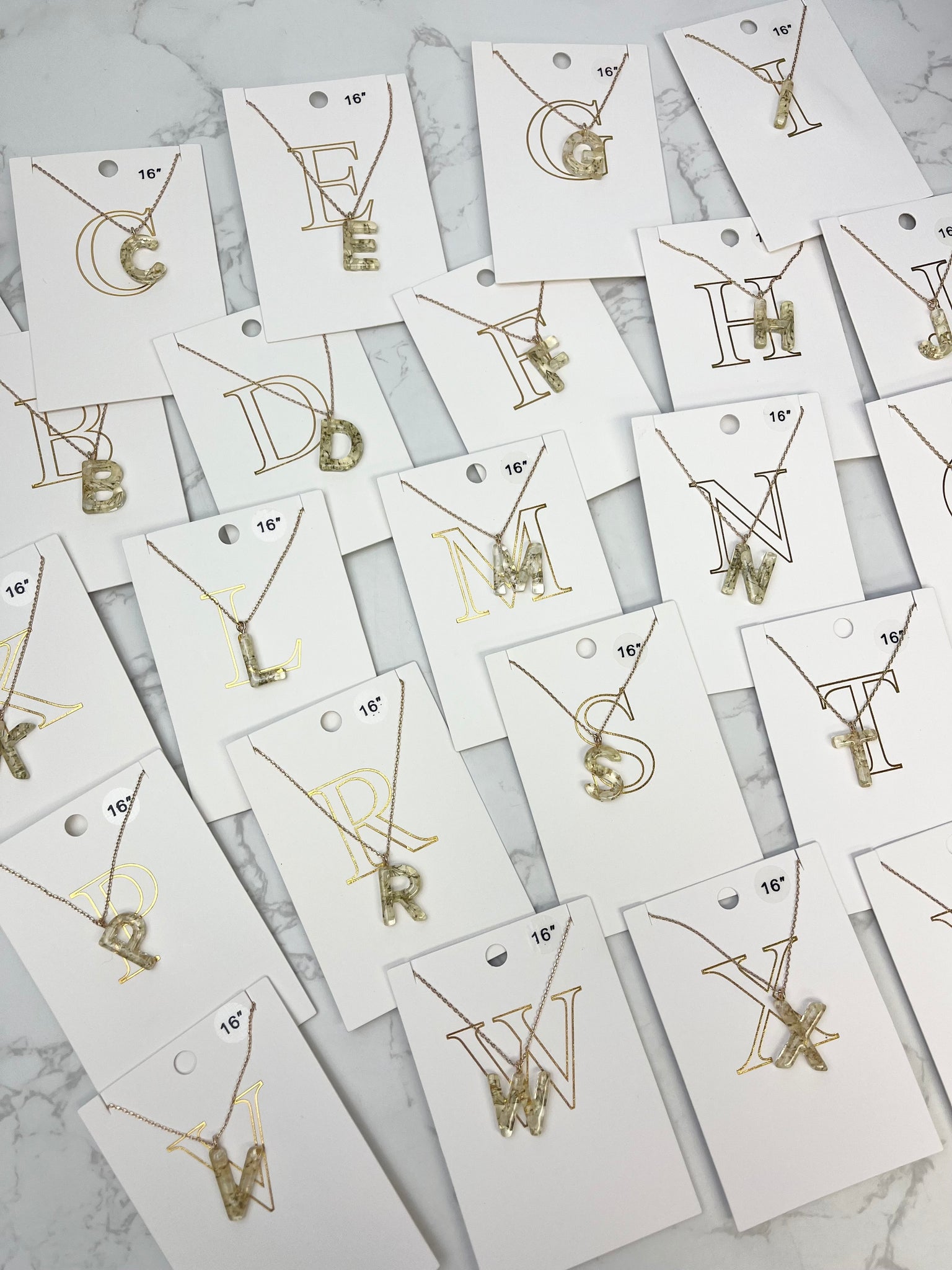 Flower Initial Pendant Necklaces Pack of 26