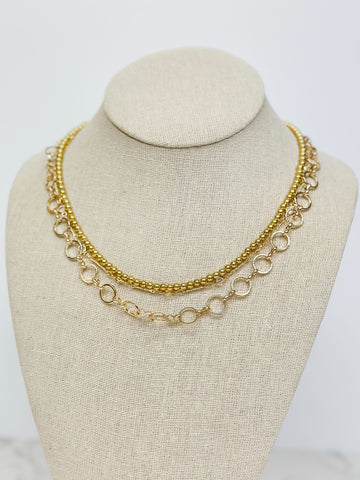 Circle Link Layered Chain Necklaces
