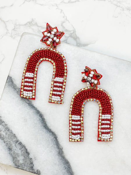 Game Day Beaded Arch Dangle Earrings