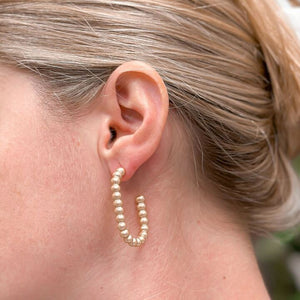 Matte Ball Oval Hoop Earrings