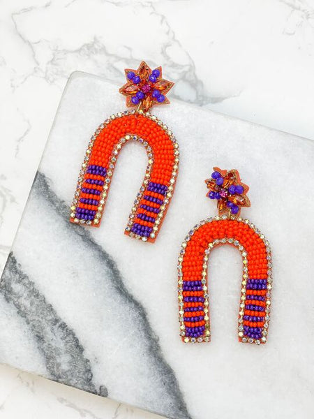 Game Day Beaded Arch Dangle Earrings