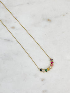 Cubic Zirconia Rainbow Pear Shape Stones Pendant Necklace