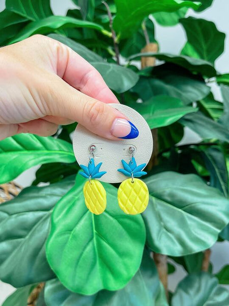 Preppy Pineapple Clay Dangle Earrings