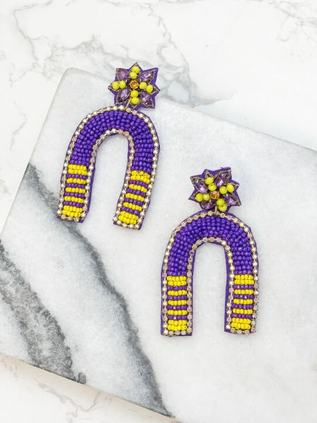 Game Day Beaded Arch Dangle Earrings