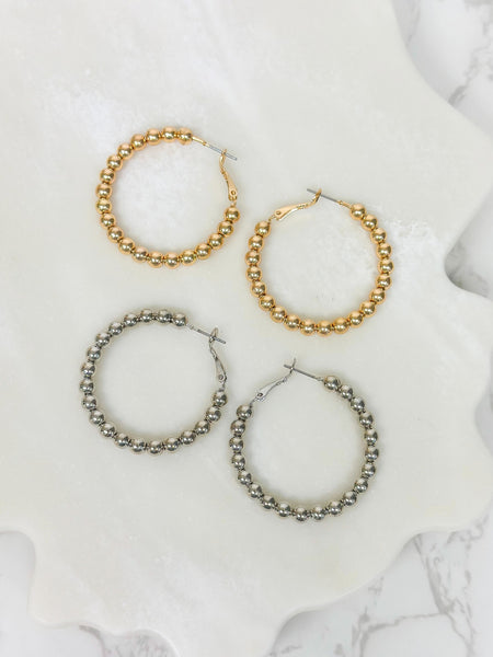 Shiny Ball Hoop Earrings