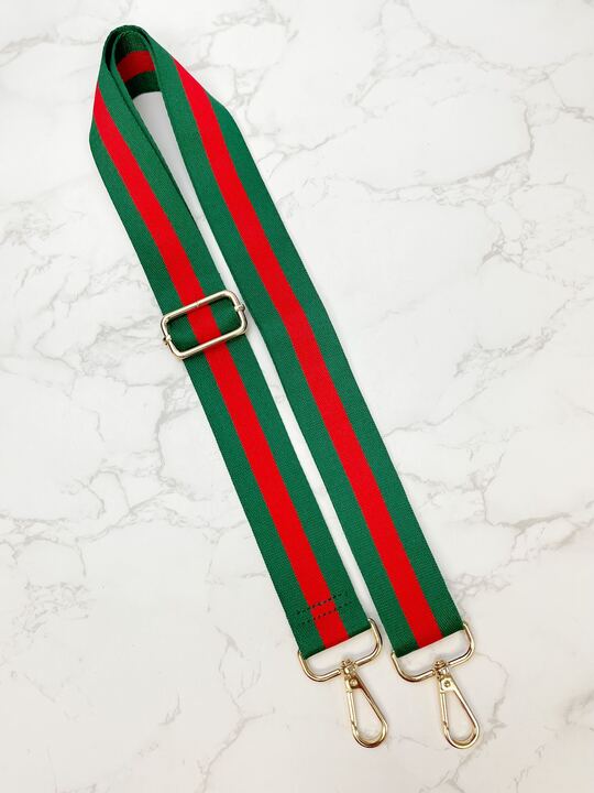 Adjustable Crossbody Strap - Green & Red Stripe
