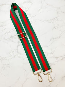 Adjustable Crossbody Strap - Green & Red Stripe