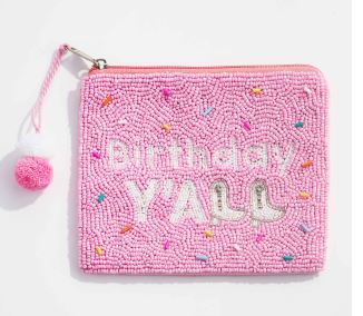 Birthday Y'all' Beaded Zip Pouch