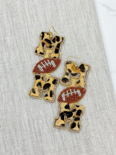Leopard 'Mom' Sports Beaded Dangle Earrings