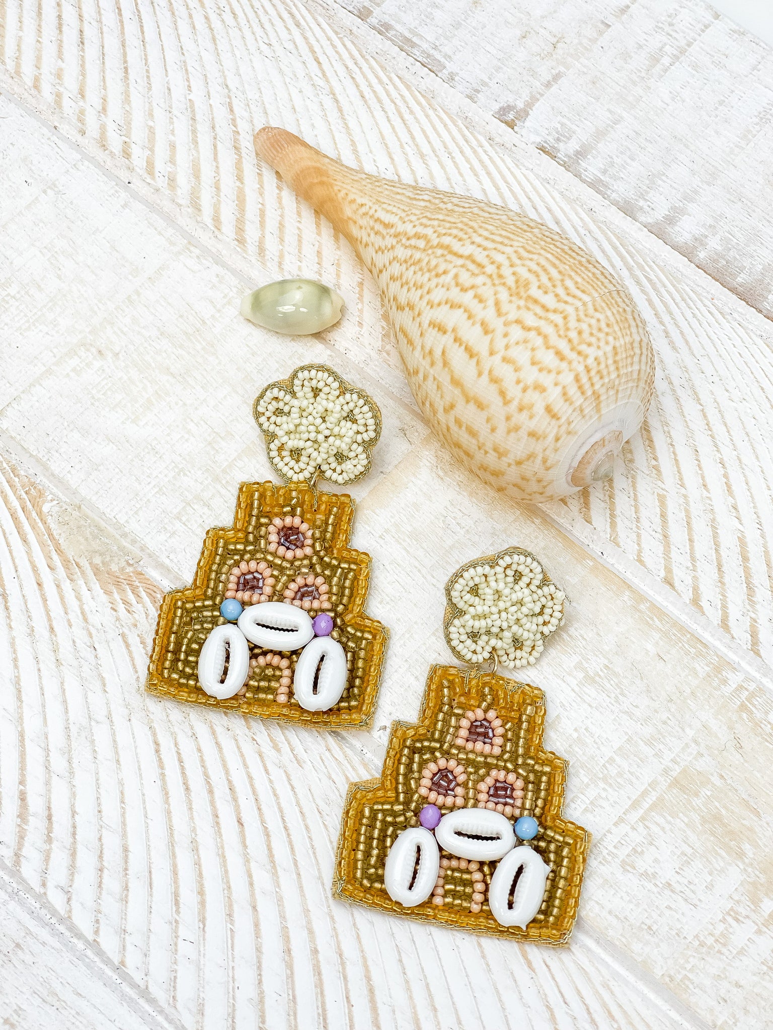 Sand Castle Beaded Dangle Earrings